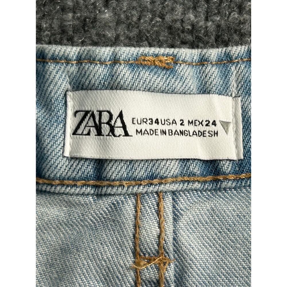 Zara High Rise Denim Shorts Women's US 2 Light Wash Mom Jean Shorts - Picture 4 of 5